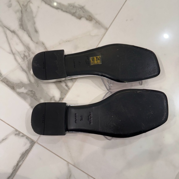 Prada Ciabette Clear Flat Sandals in Argento - Picture 7 of 9